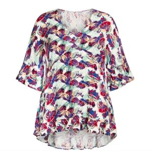 Harper Tunic plus Size purple/Blue abstract Leaves Boho Summer‎ Size 16 Avenue